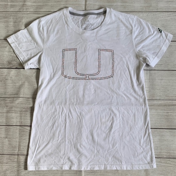 adidas Tops - adidas White University of Miami Logo Women’s Short Sleeve T-shirt